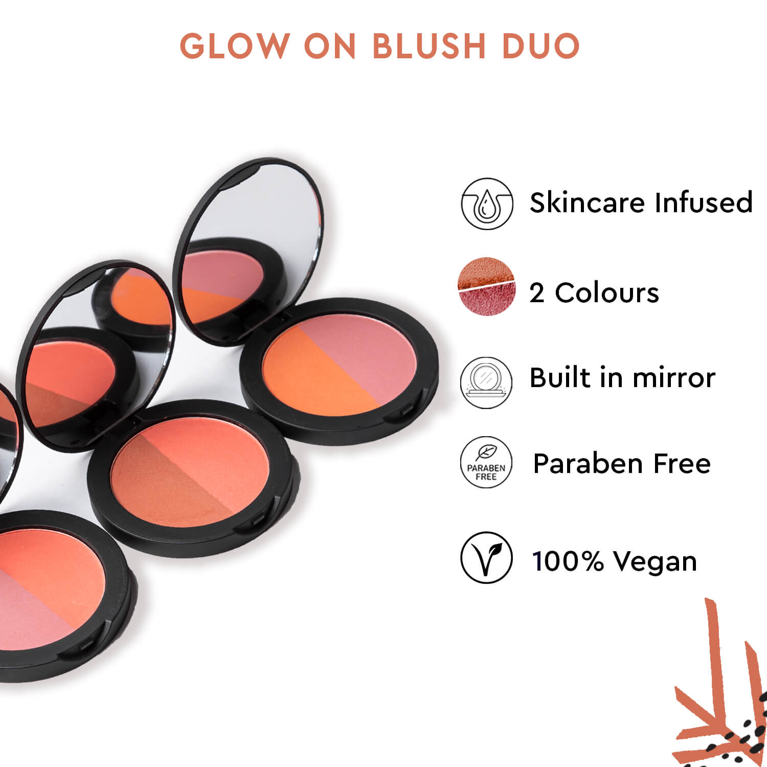 Blush Makeup : KIRO Glow on Blush Duo - features of Blush DuoClassic Coral - Perfect Pink 01