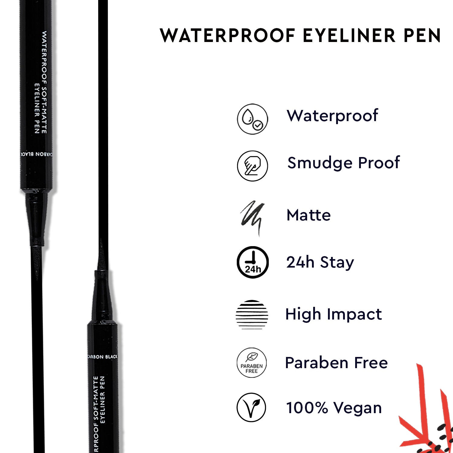 Liquid pen soft waterproof EyeLiner pencil  features showing imageCarbon Black 01