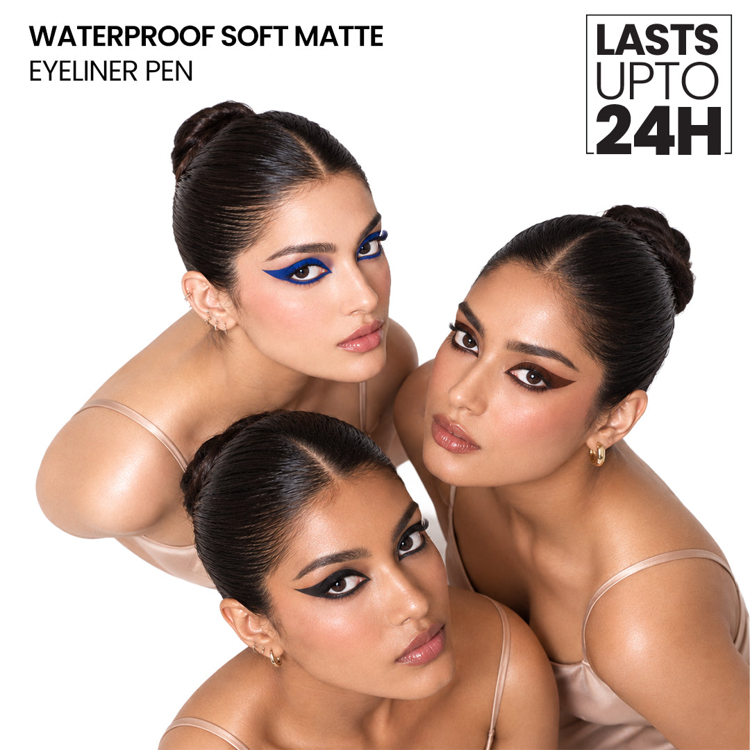 Carbon Black 01 Liquid Pen Eyeliner Waterproof soft- matte EyelinerAzure Blue 03