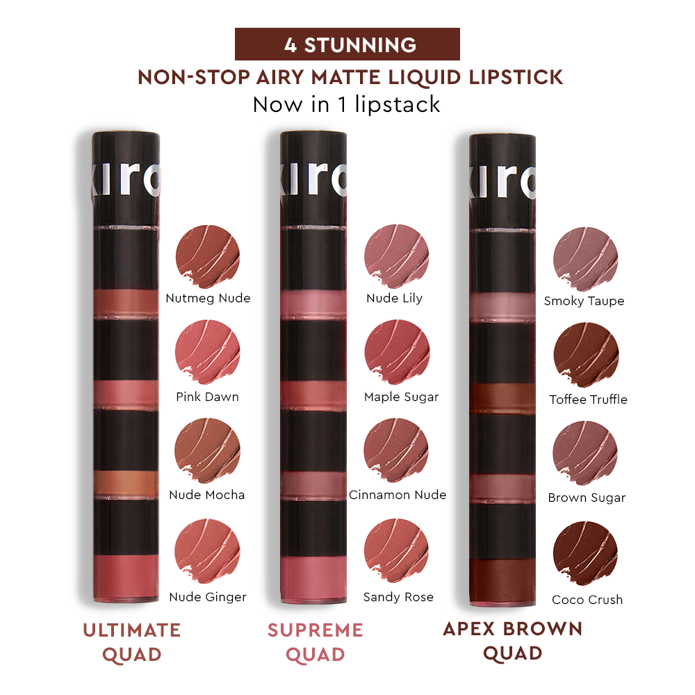 Four Play Non-Stop Airy Matte Liquid Lip - Apex Brown QuadApex Brown Quad