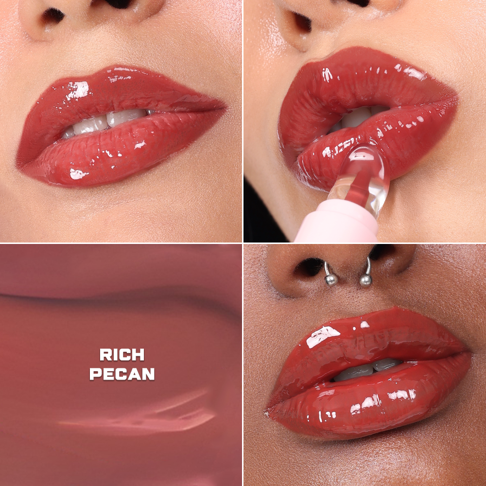 Ceramide Drip Tinted Lip Glaze - Strawberry Gelato 01Rich Pecan 03 (Brick Red)
