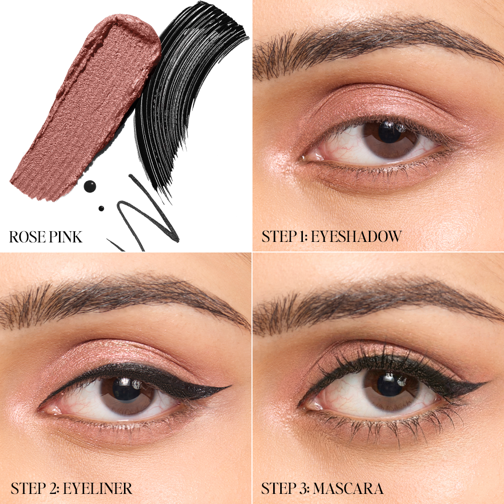 3 in 1 Eye Stack - Eyeshadow + Eyeliner + Mascara - Rose Pink Metallic & Matte Trio 04Rose Pink Metallic & Matte Trio 04