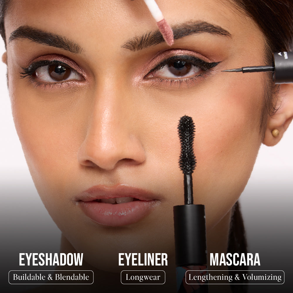 Azure Blue 03 Liquid Pen Eyeliner Waterproof soft- matte EyelinerBare Peach Matte Trio 01