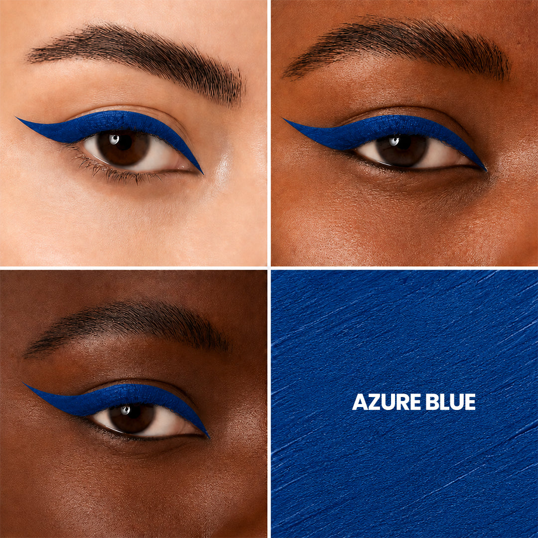 Carbon Black 01 Swatch Liquid Pen Eyeliner Waterproof soft- matte EyelinerAzure Blue 03