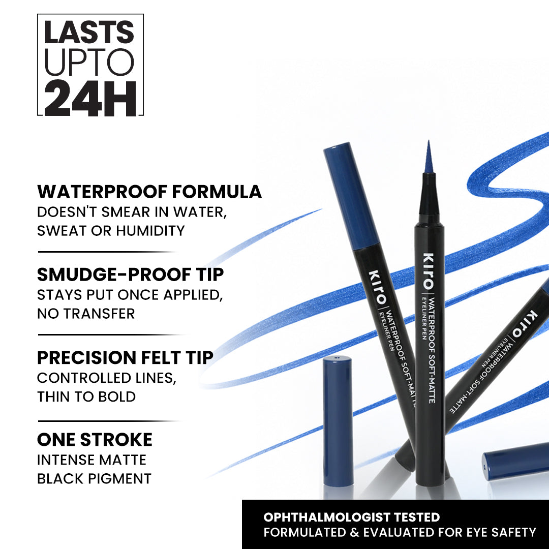 Carbon Black 01 Liquid Pen Eyeliner Waterproof soft- matte EyelinerAzure Blue 03