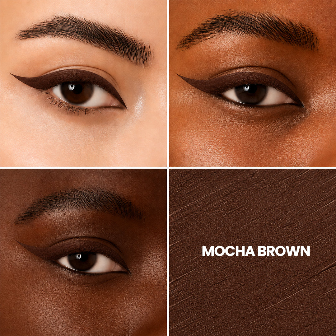 Carbon Black 01 Swatch Liquid Pen Eyeliner Waterproof soft- matte EyelinerMocha Brown 02